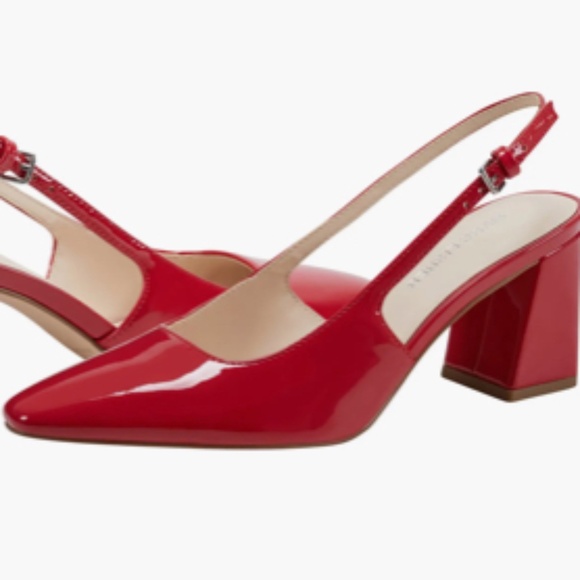 NIB Marc Fisher Red Patent Leather Slingback Pumps Block heel Shoes Sz 8.5 - Picture 5 of 10